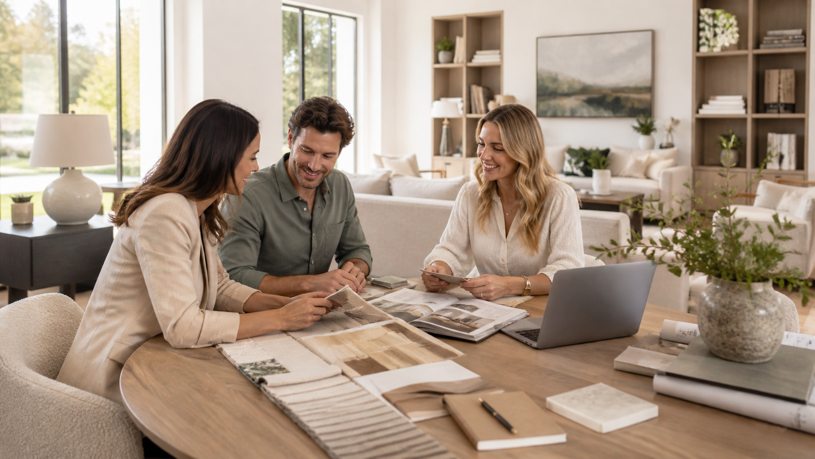 Interior designers reviewing materials